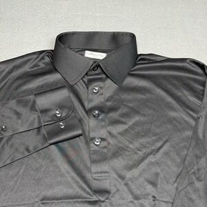 Collars and Co Dress Collar Polo Shirt Mens Medium Black Long Sleeve NWOT